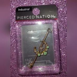 NEW gold/opal moon industrial piercing jewelry ✨️